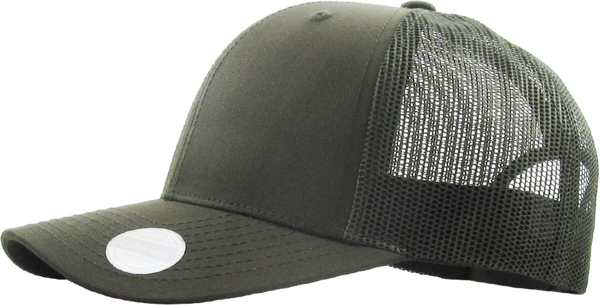 Olive Classic 6 Panel Trucker Mesh Snapback Side View